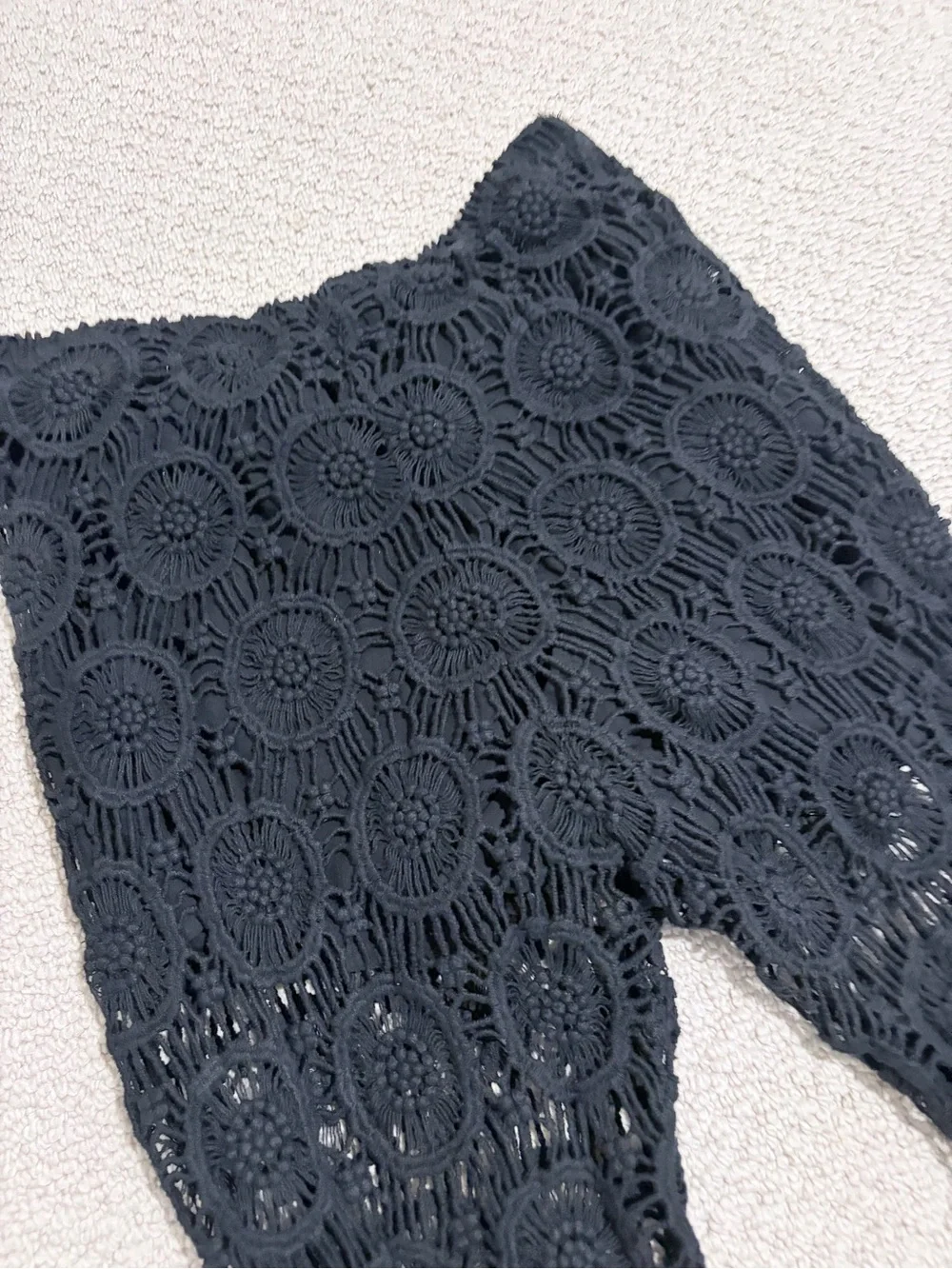 Sunday Black Crochet Lace Sheer Flare Pants Size Small